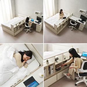 [MD선정 Best] 라미 파티션 책상 서랍수납 SS 슈퍼싱글 침대 기본형 공간분리 멀티 책상침대(국내제작 E0등급자재)