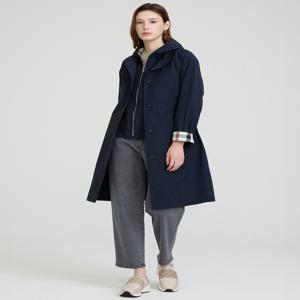 닥스 여성 [[25SS]] DLCO5BE17N3 [2WAY]네이비 탈착 후드 베스트 & 체크 배색 롱 코트