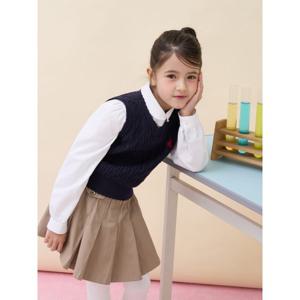 키즈  [Essential] 여아 클래식 케이블 니트 베스트 - 네이비 (BI6151GE1R)