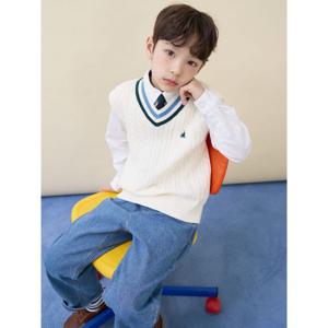 키즈 [택가 89,000] [Essential] 클래식 케이블 니트 베스트 - 아이보리 (BI6151UE10)