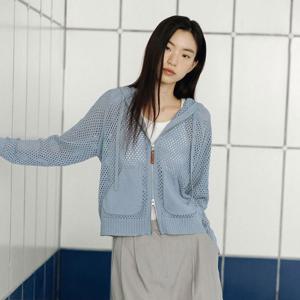 ON 여성 크로셰 후드집업-블루그레이 1종