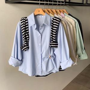 [브리치]  /  1만장돌파  미니멀 봄 가을 크롭 파스텔 루즈핏 블라우스 셔츠 7color