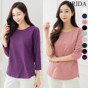 [하프클럽]  여자 여름 이너 기본 슬라브 면 7부 티셔츠 40-50대 중년 여성 미시 캐주얼 흰티 엄마옷