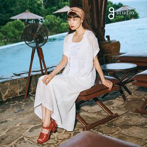 25SS 린넨 혼방 크로쉐 니트 스커트