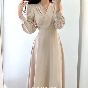 [브리치] 유아몽드 / 봄 여름 여성 정장원피스 결혼식 하객룩 브이넥 롱 원