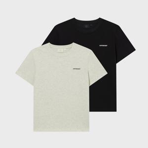 우먼 쿨코튼 에센셜 2PACK 티셔츠 오트밀+블랙