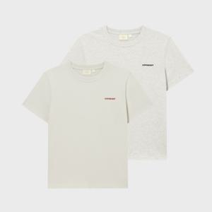 우먼 쿨코튼 에센셜 2PACK 티셔츠 헤더 그레이+에크루