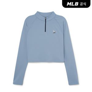 [공식] 여성 베이직 애슬레저 반집업 긴팔 크롭티 LA Ptn.Blue