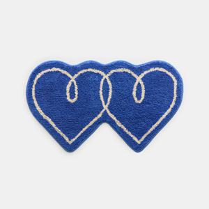 [BWTZ] 푹신한 롱파일 자카드 포인트 러그 더블하트(블루)