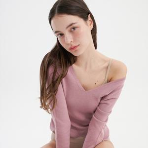 에코 오프숄더 V넥 밑단 컷탑 ST1300