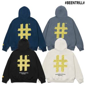 빈트릴 옐로우 테이핑 해시태그 오버핏 후드티 BA233HM001 DT