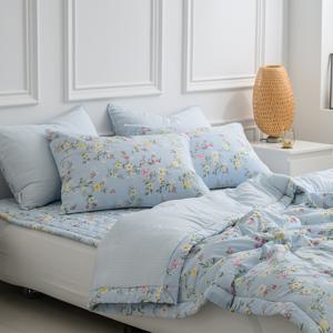 플라워 모달 간절기이불 봄 가을 차렵이불 슈퍼싱글 퀸 먼지없는 침구세트