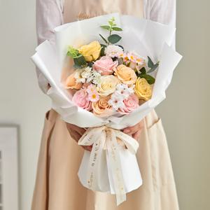 시들지 않는 사랑스러운 비누꽃다발 기념일 졸업식 생일 꽃선물 + 쇼핑백 - 5종