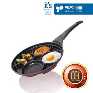 키친아트 금상첨화 인덕션IH 4구나눔 계란후라이팬 27cm