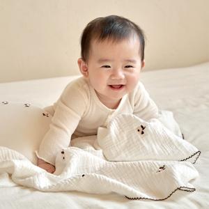 꿀잠 신생아 아기 블랭킷 3중 자수 거즈블랭킷 사계절 담요_4종택1 아기담요
