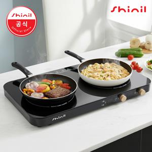 SHINIL 프리미엄 2구 인덕션 전기레인지 블랙 SHL-DB228BK 프리스탠딩 식탁용