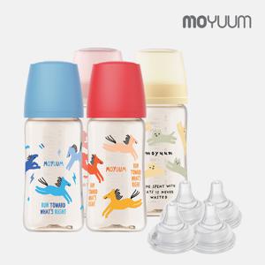 3세대 올인원 PPSU 270ml 젖병 (디자인) 4팩 + 리얼핏 젖꼭지 4ea(단계선택)