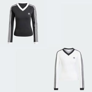 우먼스 오리지날 브이넥 긴팔 셔츠 2종 택1 IY7247 JC8154