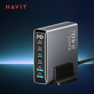 해빗 UCLE005 6포트 240W 초고속 GaN PD 멀티 고출력 충전기