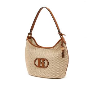 [여름가방추천]HIBA6E544I2_여성 베이지 로고패치 세로형 숄더백