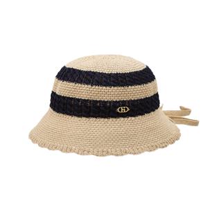 [여름모자추천]HIHE6E505N2_여성 네이비 짜임 라피아 버킷햇