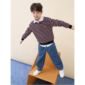 키즈 [택가 69,000] 사토리얼 폴로 스트라이프 스웨트 셔츠 - 네이비 (BI6141U05R)