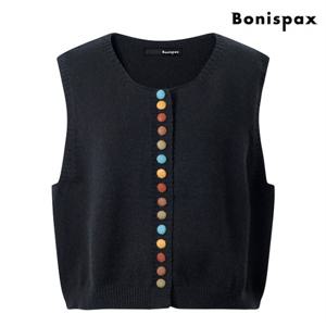 정상가:59,000원｜베이직 컬러 버튼업 라운드 니트 베스트 (XO4VW009L0)