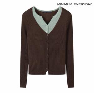 정상가 69000원ㅣ 에브리데이]배색 레이어드 골지 울 가디건 (EB3CK029D)