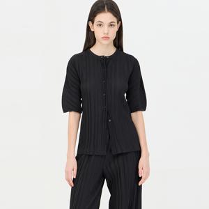 [본사] 이사도라 플리츠 5부 블라우스_SAWS05441BK