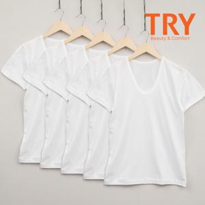 순면 남성 U넥 반팔 런닝셔츠 메리야스 5매세트