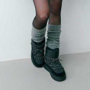 헤더 레이스업 패딩부츠 412346005 (4cm/2colors)