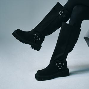 라운드 토 바이커 롱부츠 412448008 (5cm/2colors)