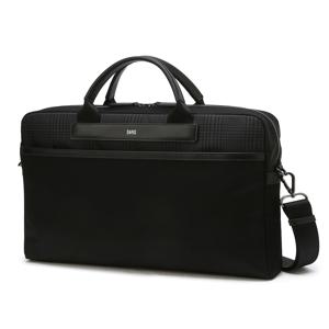 블랙 가죽 부분 체크 서류가방 DBBA5F331J