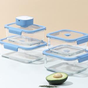 베큐씰 내열유리 진공 밀폐용기 대용량 4종 세트(1500+2300+1000+1500)+진공펌프