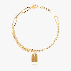 14K 데스띠노 크로스 자물쇠 레이어드 체인 금 팔찌