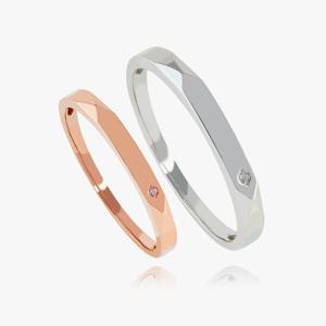 14K 체이스 앵글 커플 링 금 반지