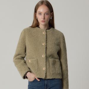 [최초가 158000원](LeOT)] 양모100 코지 블룸 컬링 부클자켓