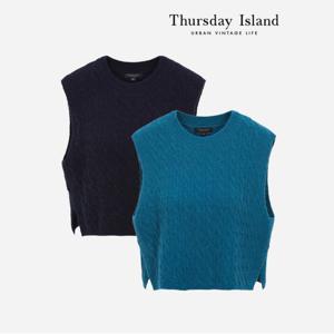 [정상가-179000원][Thursday Island] 꽈배기 라운드 베스트(T238MVT232W)