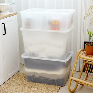 포터 반투명 옷 정리함  대형 투명 리빙박스 72L 1개 팬트리 수납 공간박스