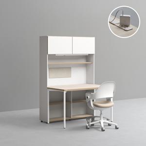 1200폭 5단 책상세트 (콘센트형,조명+도어형) + 링고/올라운드/아이블 의자