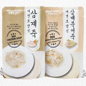 애견기력회복 헬로도기 참좋은간식 삼계죽+삼계북어죽2종 80g x 40개묶음 (각20개)