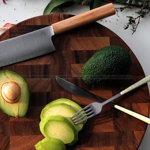 캔쇼 보르네오 윌넛 엔드그레인 원형 양면 도마 (대)