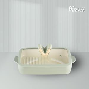 키친웰 위드 IH 인덕션 브이쿡 세라믹 사각그릴팬 24cm(민트)