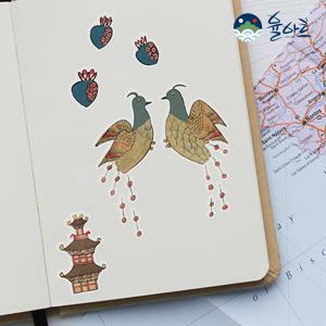 스티커 3종세트 민화 다이어리 꾸미기 노트북 빈티지 캐릭터 동물 전통 무늬 다꾸 포장 외국인 선물 고급 굿즈 명화 다꾸용품