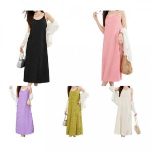 나시 맥시 체형보정 냉감 여름 플리츠원피스 끈 롱 민소매 임산부 원피스 CLAT1032