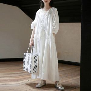 스프링블룸 순면 자수 롱원피스_S4600