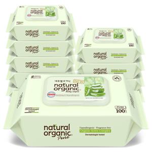 아기물티슈 퓨어 알로에베라 플레인 스마트캡형 100매 10팩