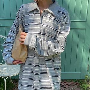 [~77][자체제작] 뮤뮤 스트라이프 카라 원피스