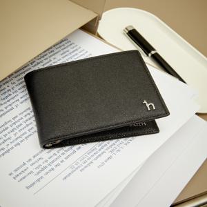 헤지스 액세서리 남성 [[25SS]] WUWA5E055BK [스테디셀러] 블랙 단색 소가죽 반지갑