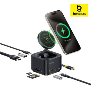 베이스어스 7 in 1 허브 맥세이프 무선 충전 USB C타입 멀티 포트 HDMI HUB 3.2 맥프로2